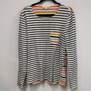 DownEast Multicolor Striped Long Sleeve Top L